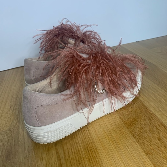 Zara Feathers Velvet Pink Shoes - Picture 4 of 12